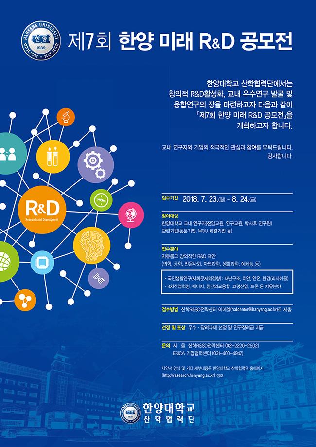 「제7회 한양 미래 R&D 전략제안서 공모전」(2018. 7. 23 - 8. 24)