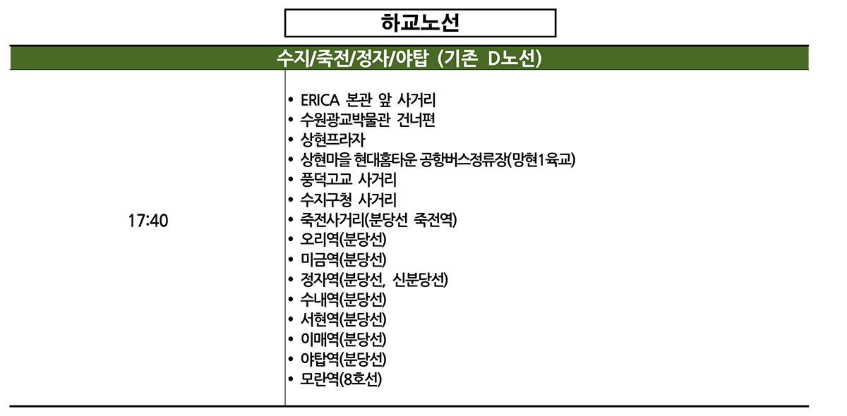 하교 노선 안내 (집에 가기)